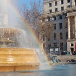 Rainbow in Trafalgar Square fountain