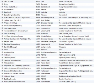 iTunes sorted by length of song