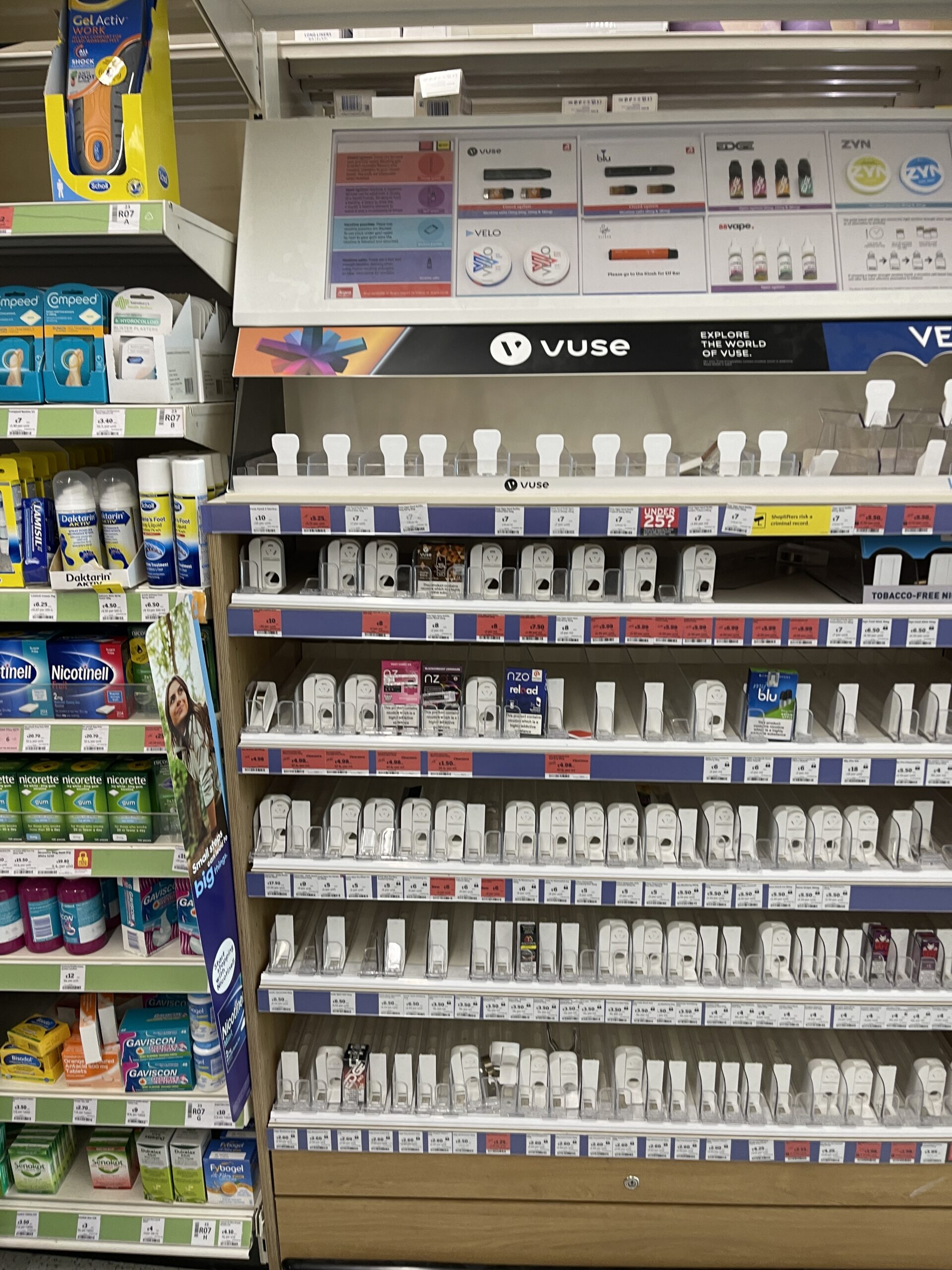 Vape supplies in the fucking medicine aisle.