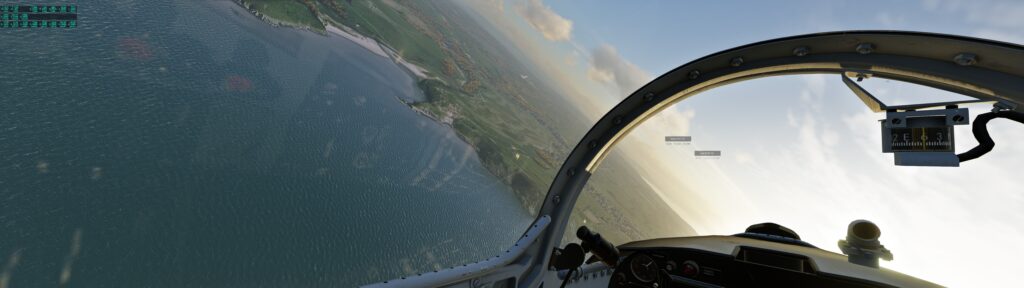 Views of water and countryside from the cockpit
